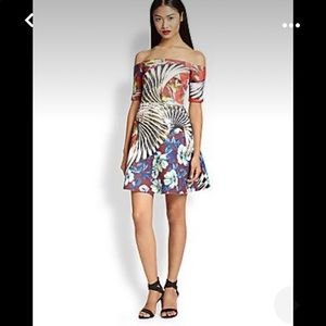 Clover Canyon off shoulder red print dress medium